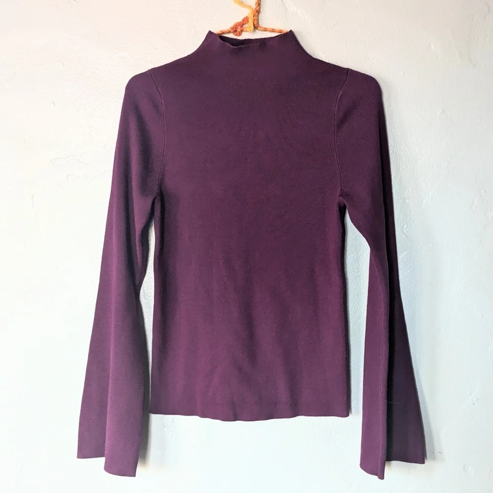 By Anthropologie Plum Mauve Turtleneck Butterfly Sleeve Excellent Medium